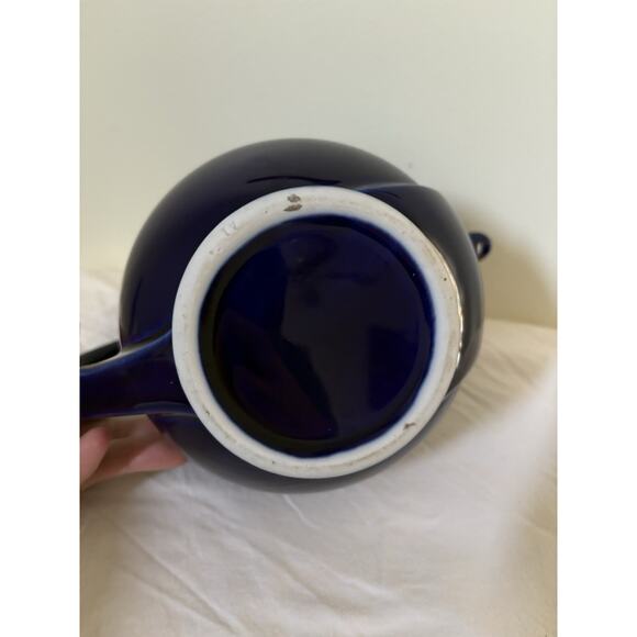 MCM Vintage Hall China Teapot Cobalt Blue Glo Airflow Art Deco 6 Cup - Picture 11 of 11